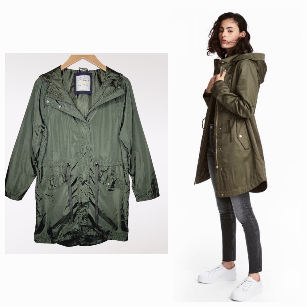 Olive Green Packable Spring jacket windbreaker